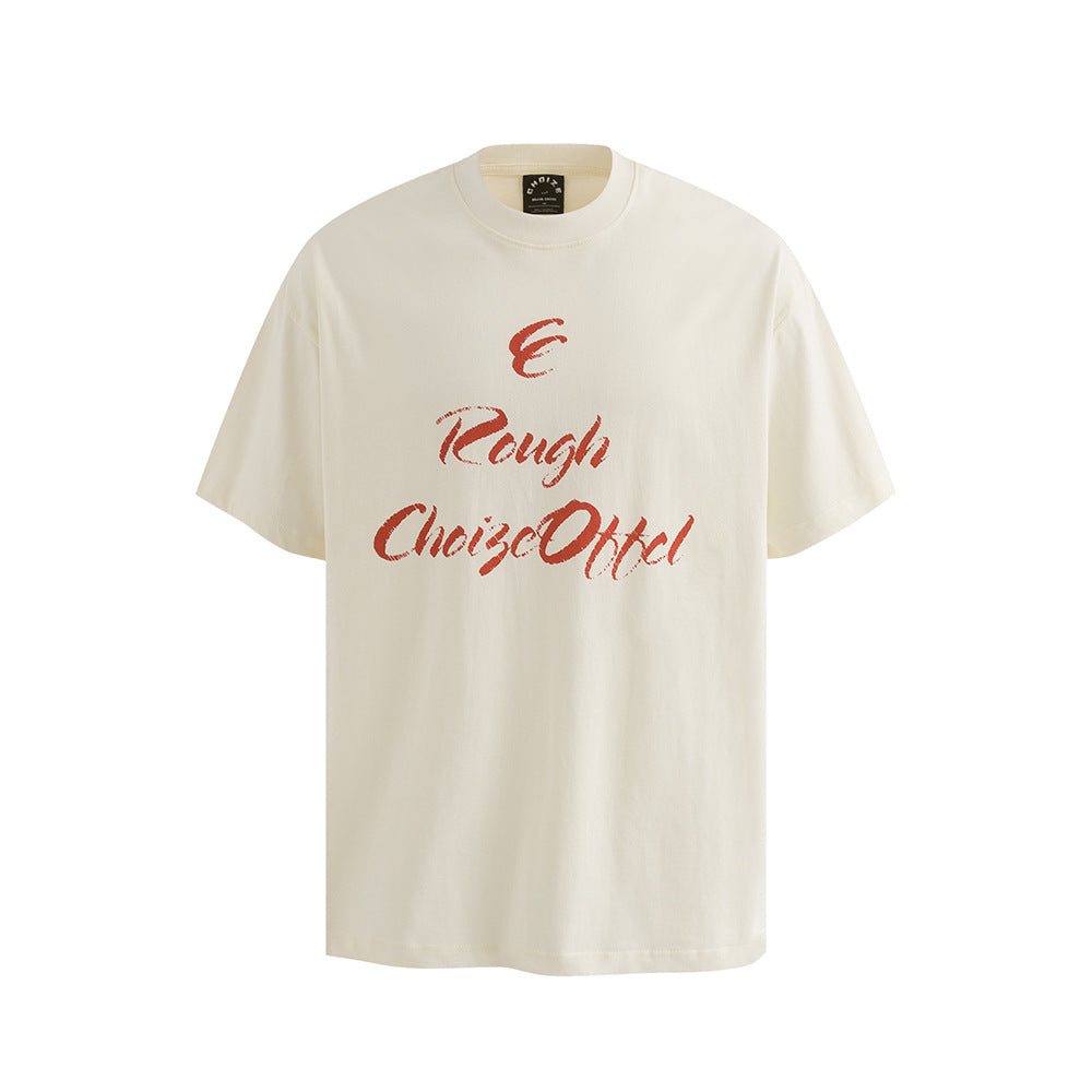 Nostalgia T Shirts Vintage Letter Print Loose Short Sleeve T-Shirt