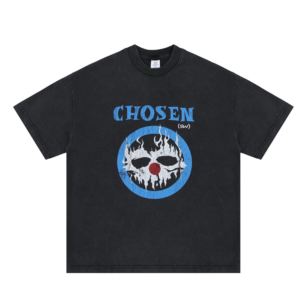 Vintage College Shirts Summer Demon Clown Print Crew Neck Short Sleeve T-Shirt