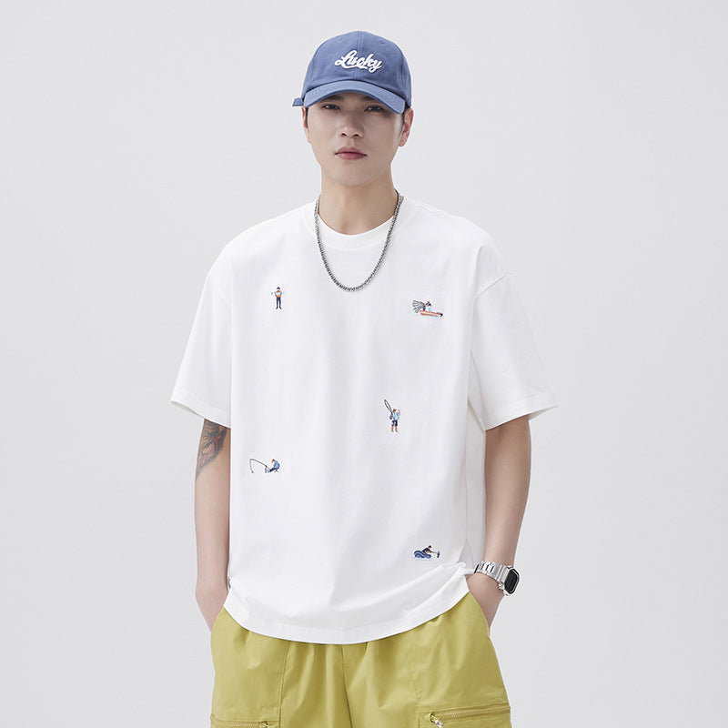 Men T-shirts Summer Loose Half-Sleeve Bottom Shirt