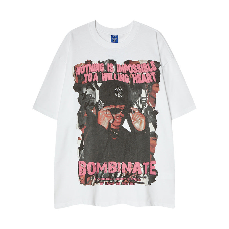 Nyc 1990 Shirt Retro Hip Hop Alphabet Short Sleeve T-Shirt