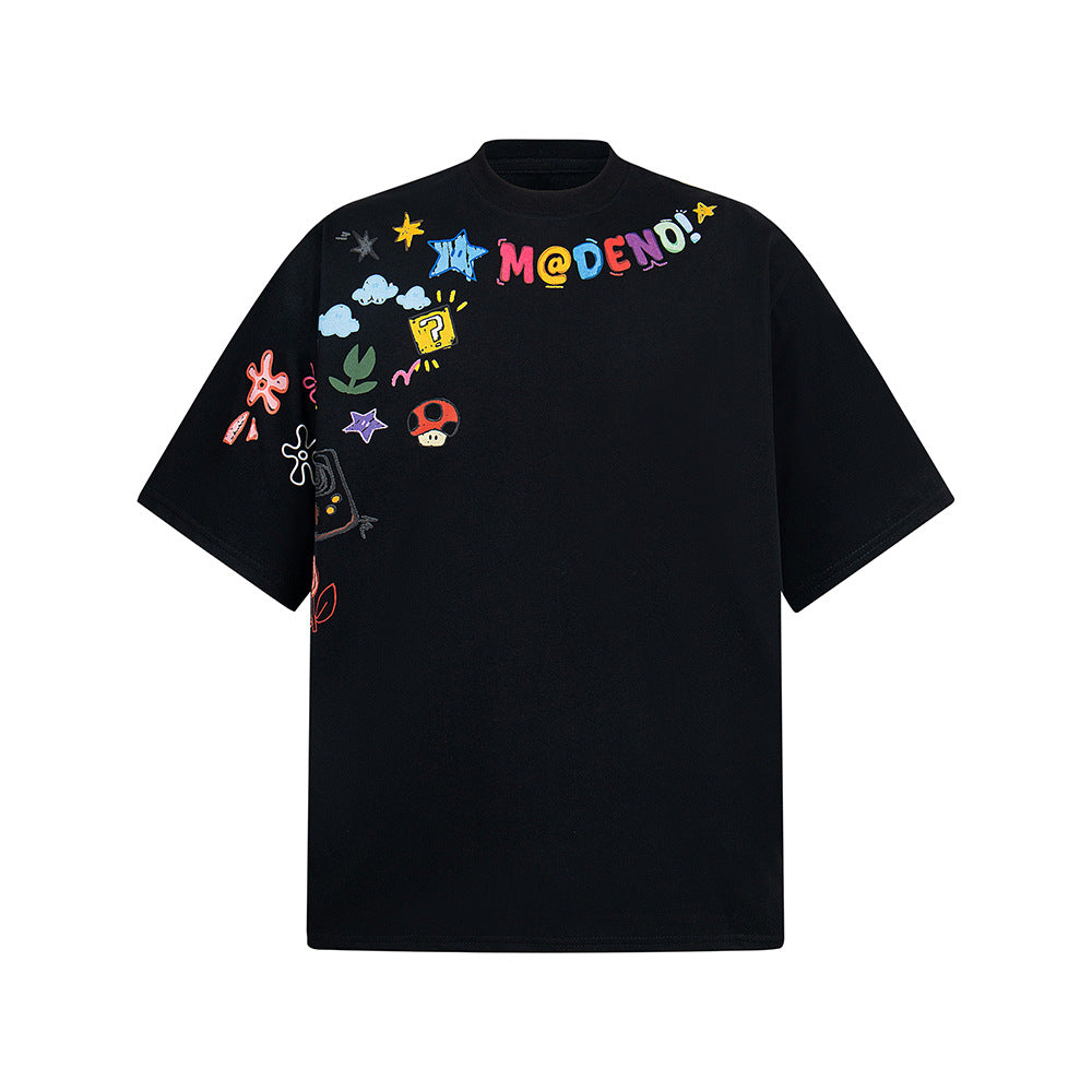 Hip Hop Shirts For Boys Cartoon Graffiti Print T-Shirt