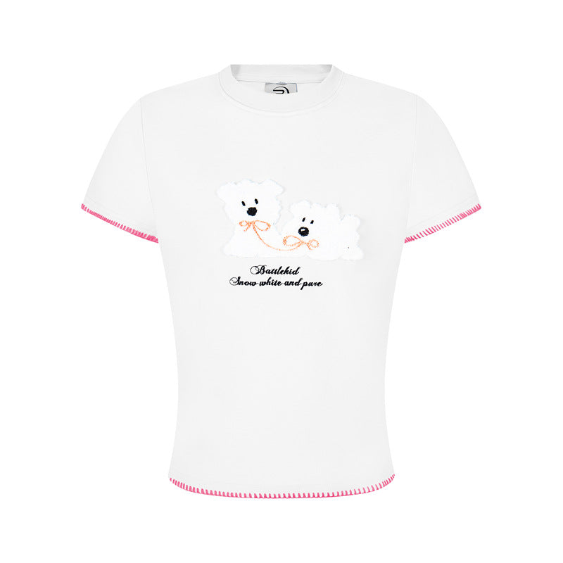 Casual Street Wear Embroidered Short Sleeve T-Shirt