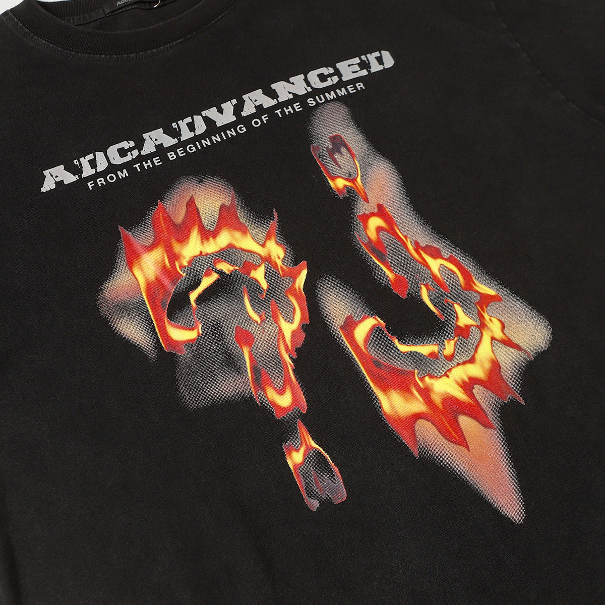 Ye T Shirt Summer Hip Hop Washed tee Flame Printed Short Sleeve T-Shirt