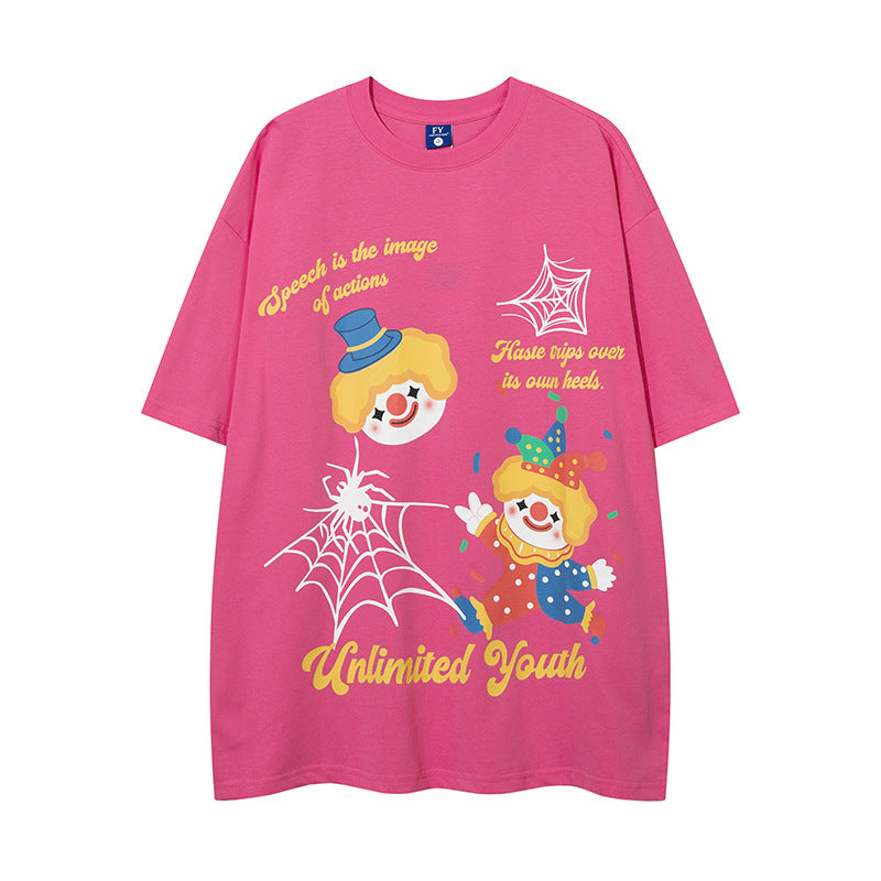 Nostalgia T Shirts Butterfly Print Short Sleeve T-Shirt Hip Hop Loose Crew Neck T-Shirt