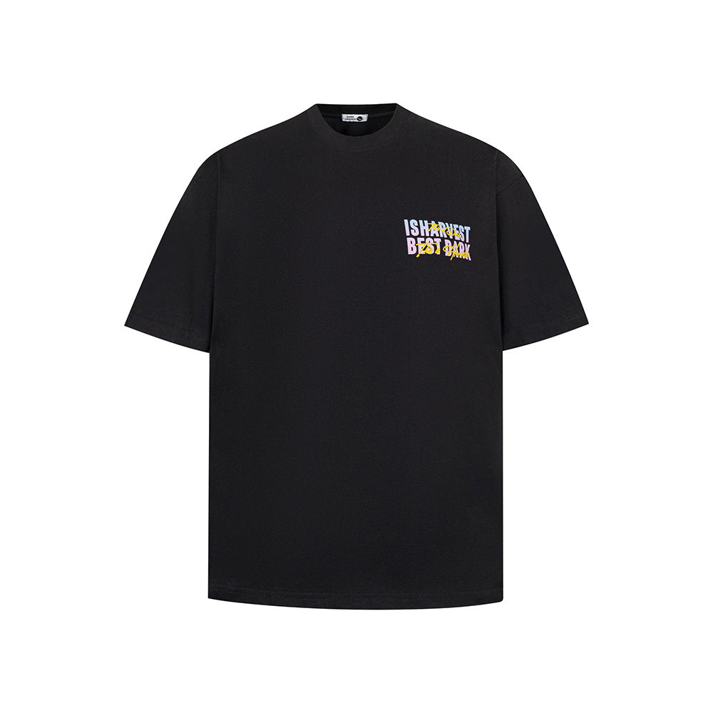New York Hip Hop Style Vintage Short Sleeve T-Shirt Printed Letter Crew Neck