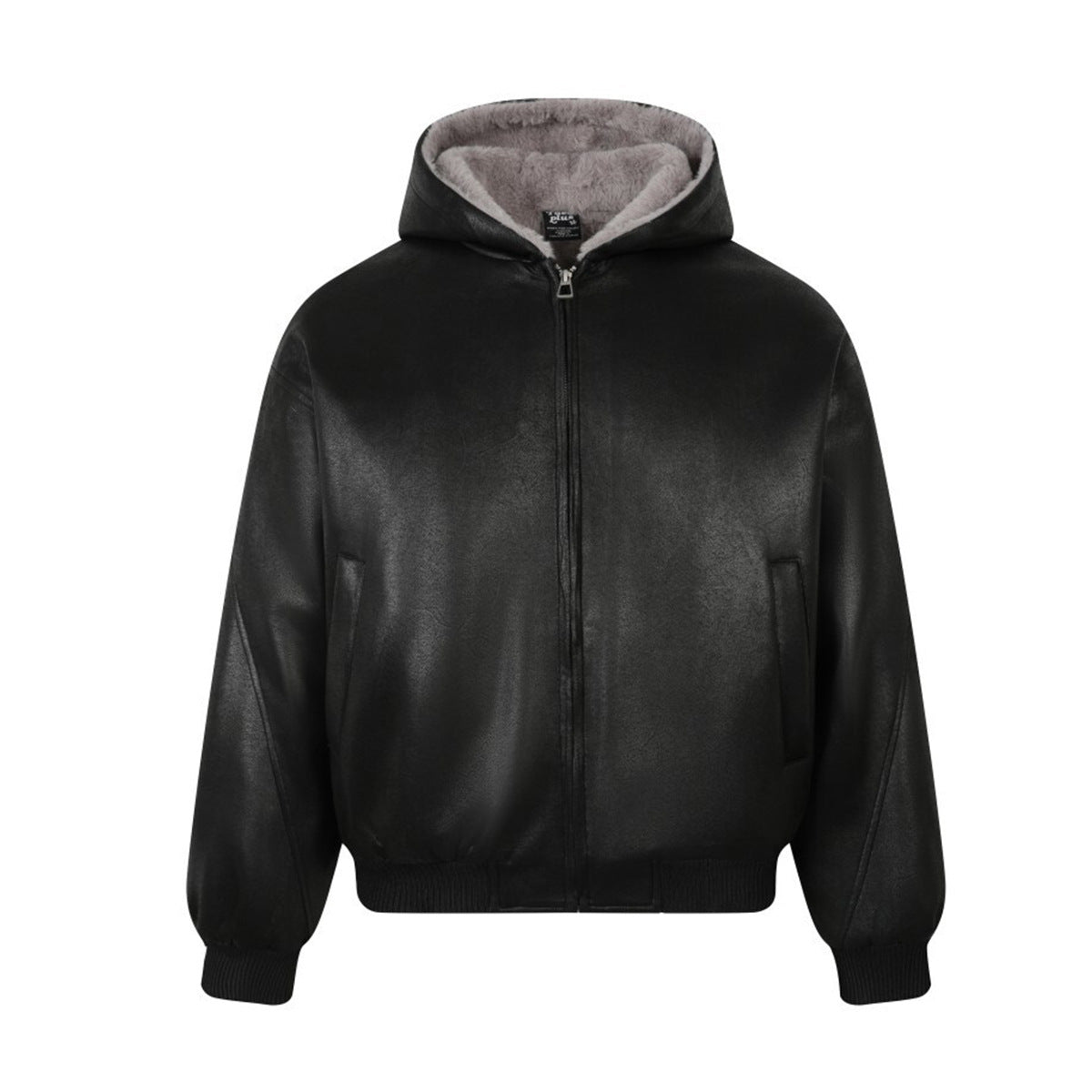Unisex Down Jacket Winter Plush Collar Hooded Padded Jacket