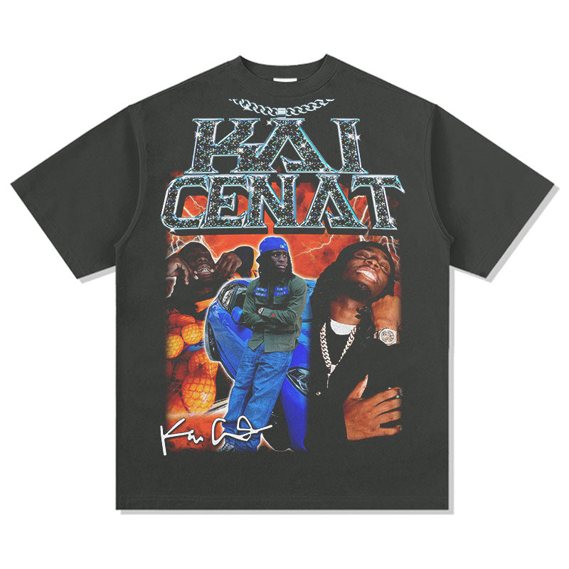 Marcas streetwear usa vintage hip hop KaiCenat print short-sleeved t-shirt