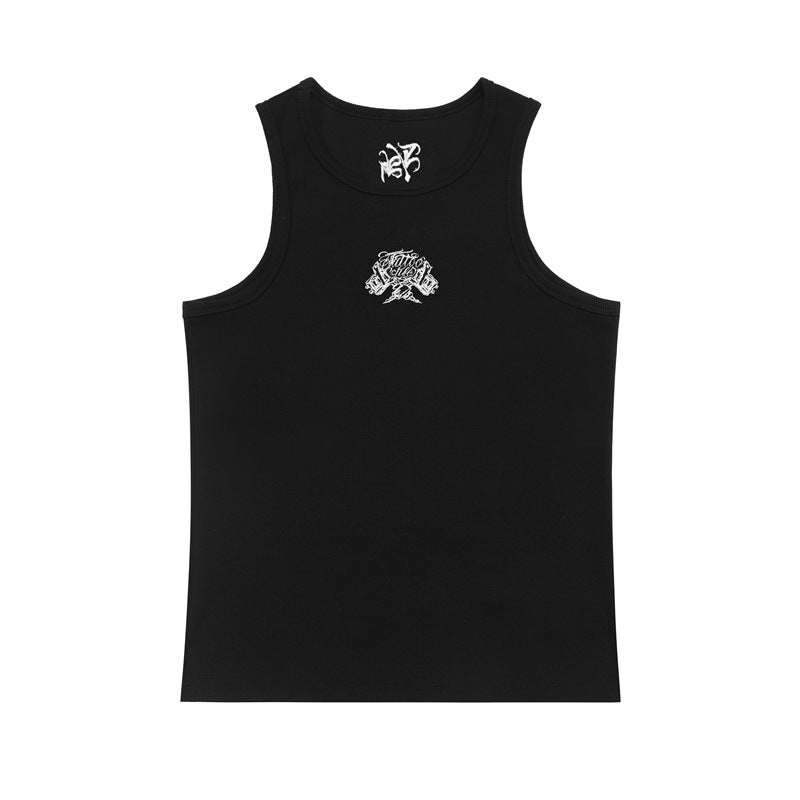 Casual Street Wear Threaded Skinny Elastic Vest