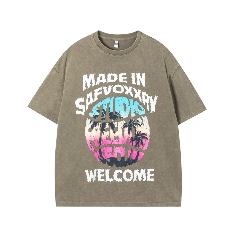 Vintage Tišö Rt Alphabet Short Sleeve T-Shirt Summer Loose Top