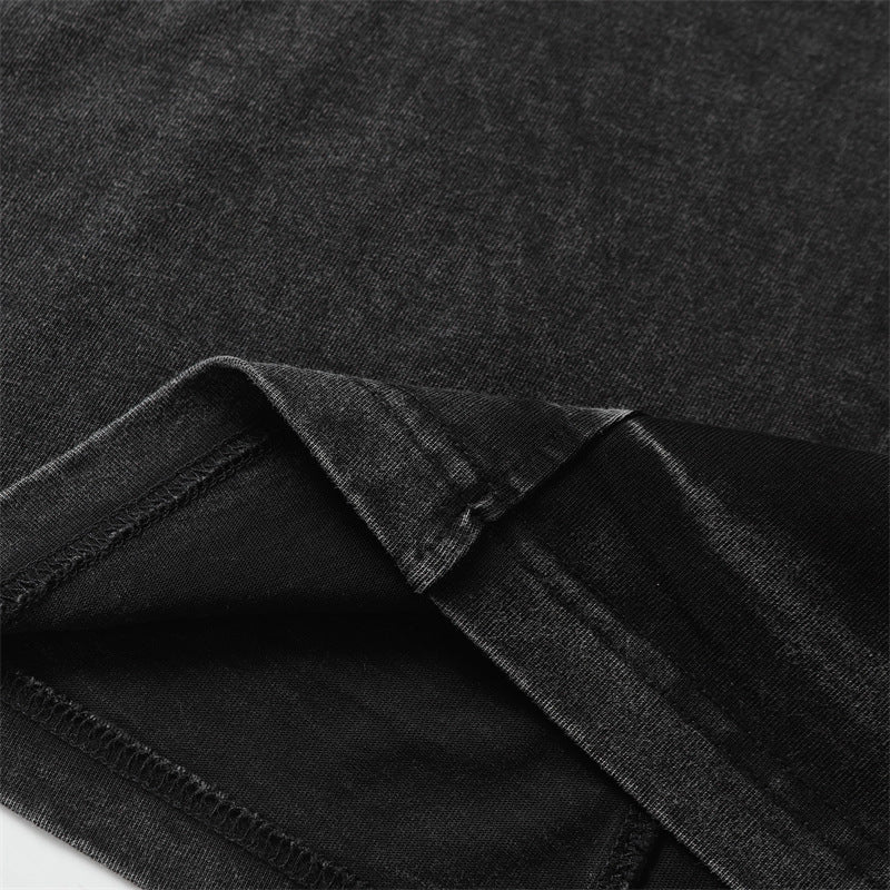 Camisas Retros Vintage Washed Old Spliced T-Shirt Short Sleeve