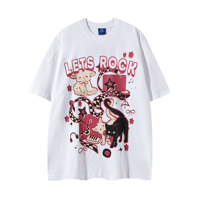 Nyc 1990 Shirt Vintage Cartoon Print Short Sleeve T-Shirt Oversize Top