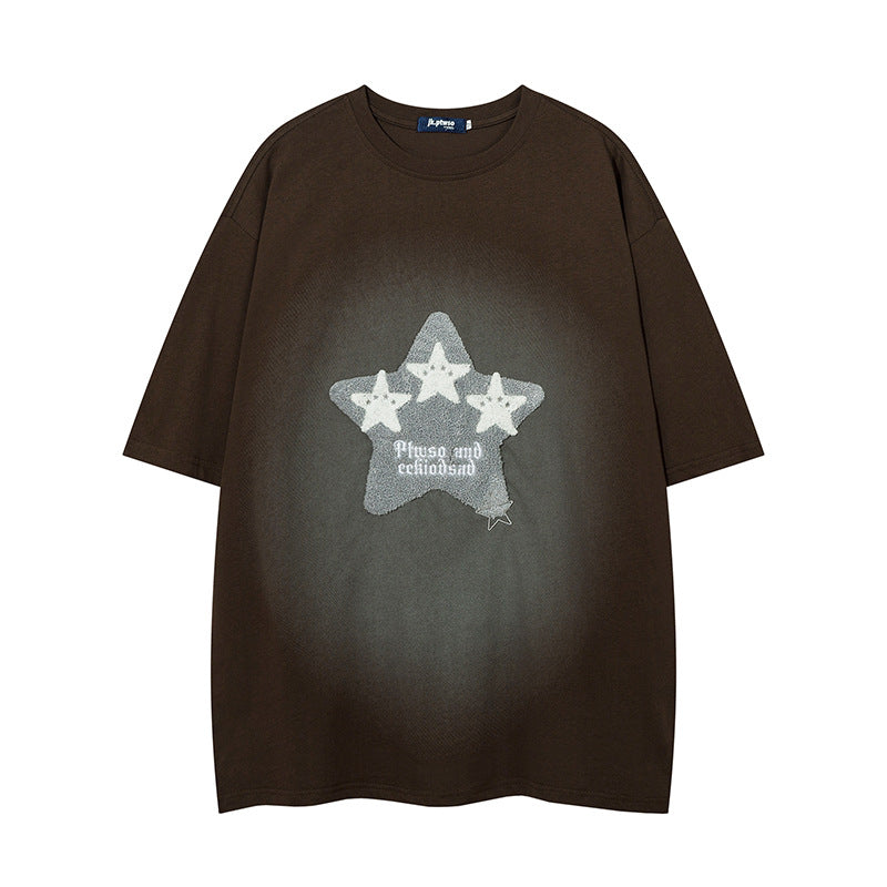 1990 Fashion T-Shirt Vintage Embroidered Short Sleeve T-Shirt Spring Summer