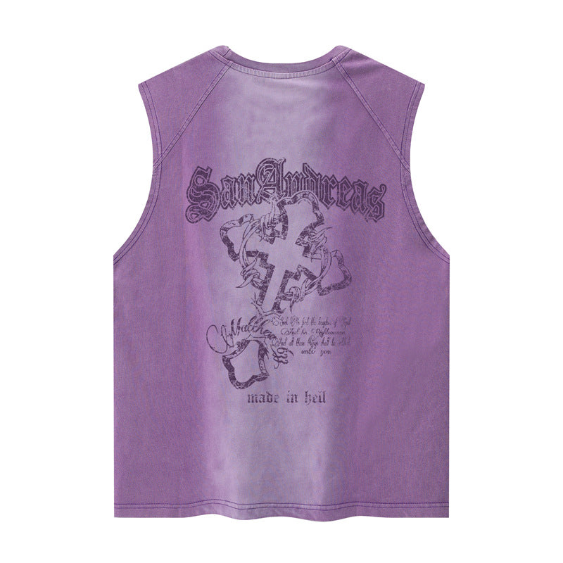 Hip Hop Shirts For Boys Washed Old Sleeveless T-Shirts