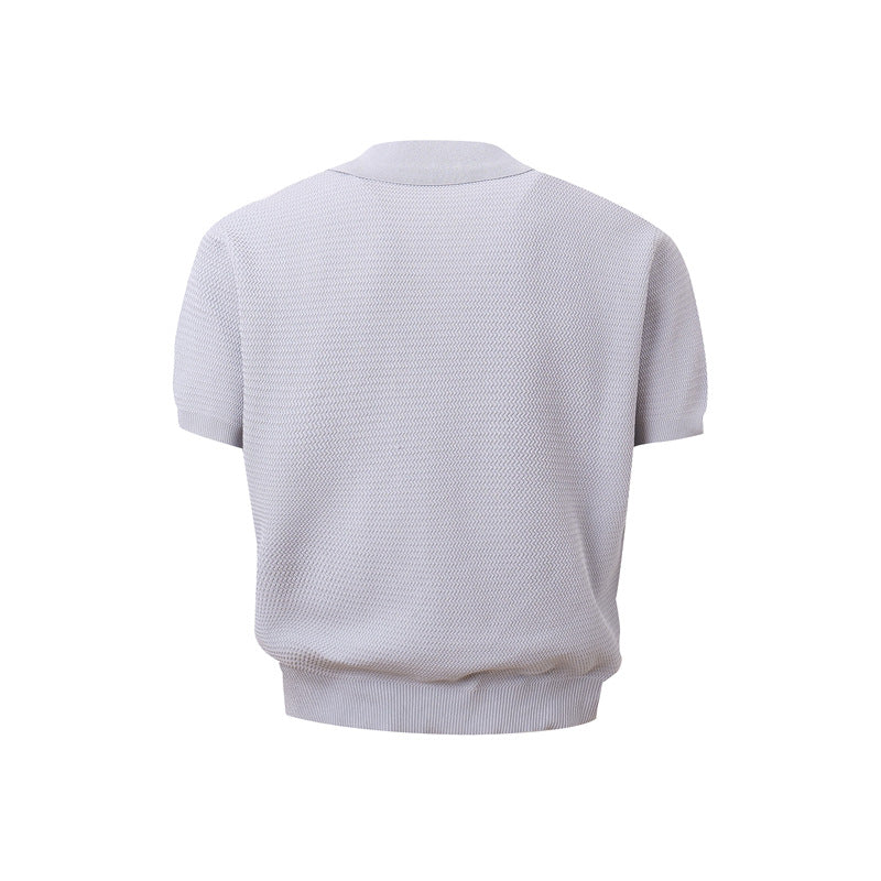 Casual Street Wear Lapel Knitted Polo Shirt T-Shirt