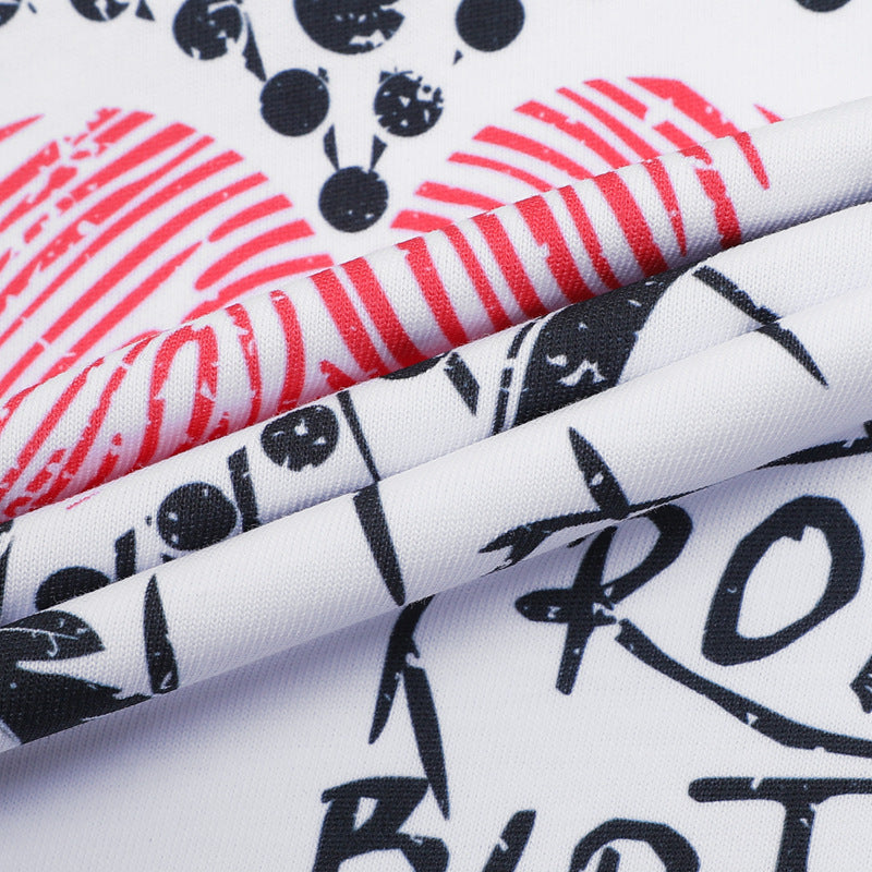 Camisas Retros Love Around Printed Short Sleeve T-Shirt