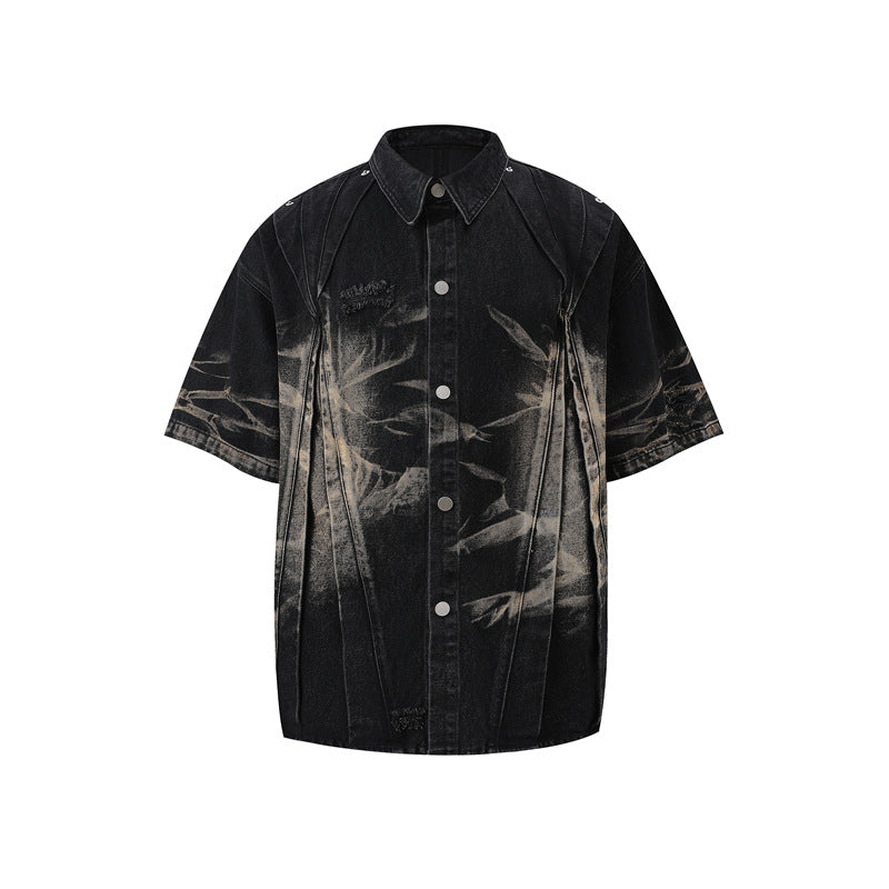 Hip Hop Shirts For Boys Summer Washed Jeans Hip Hop Denim