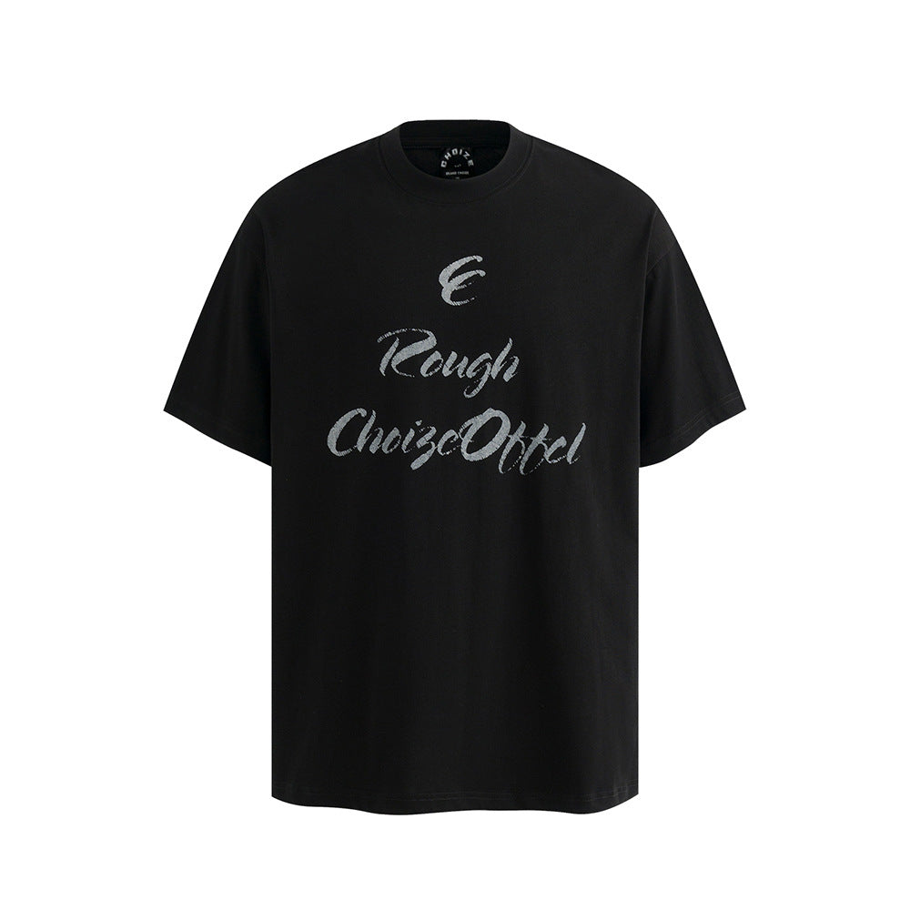 Nostalgia T Shirts Vintage Letter Print Loose Short Sleeve T-Shirt