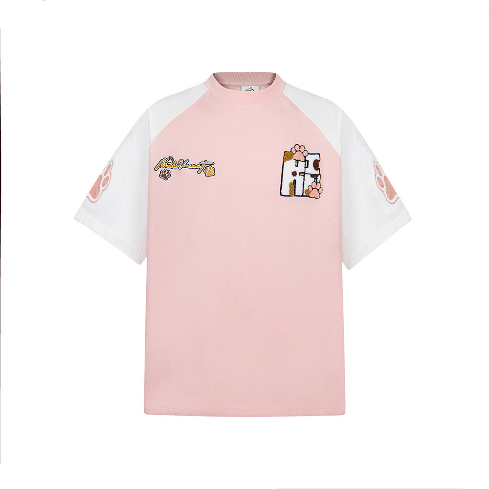 Nostalgia T Shirts Vintage Crew Neck Embroidered Short Sleeve T-Shirt