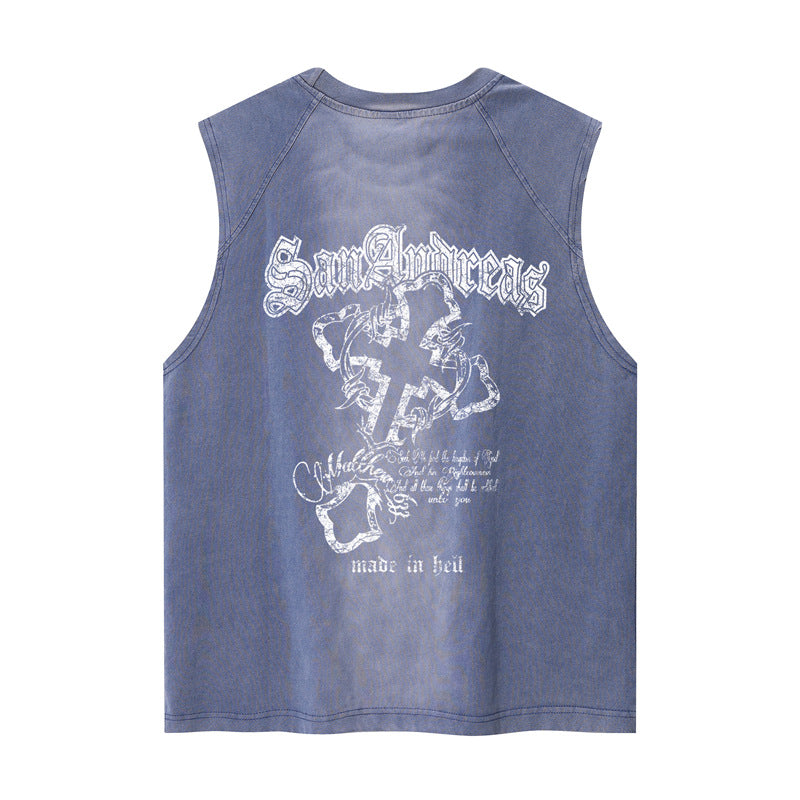 Hip Hop Shirts For Boys Washed Old Sleeveless T-Shirts