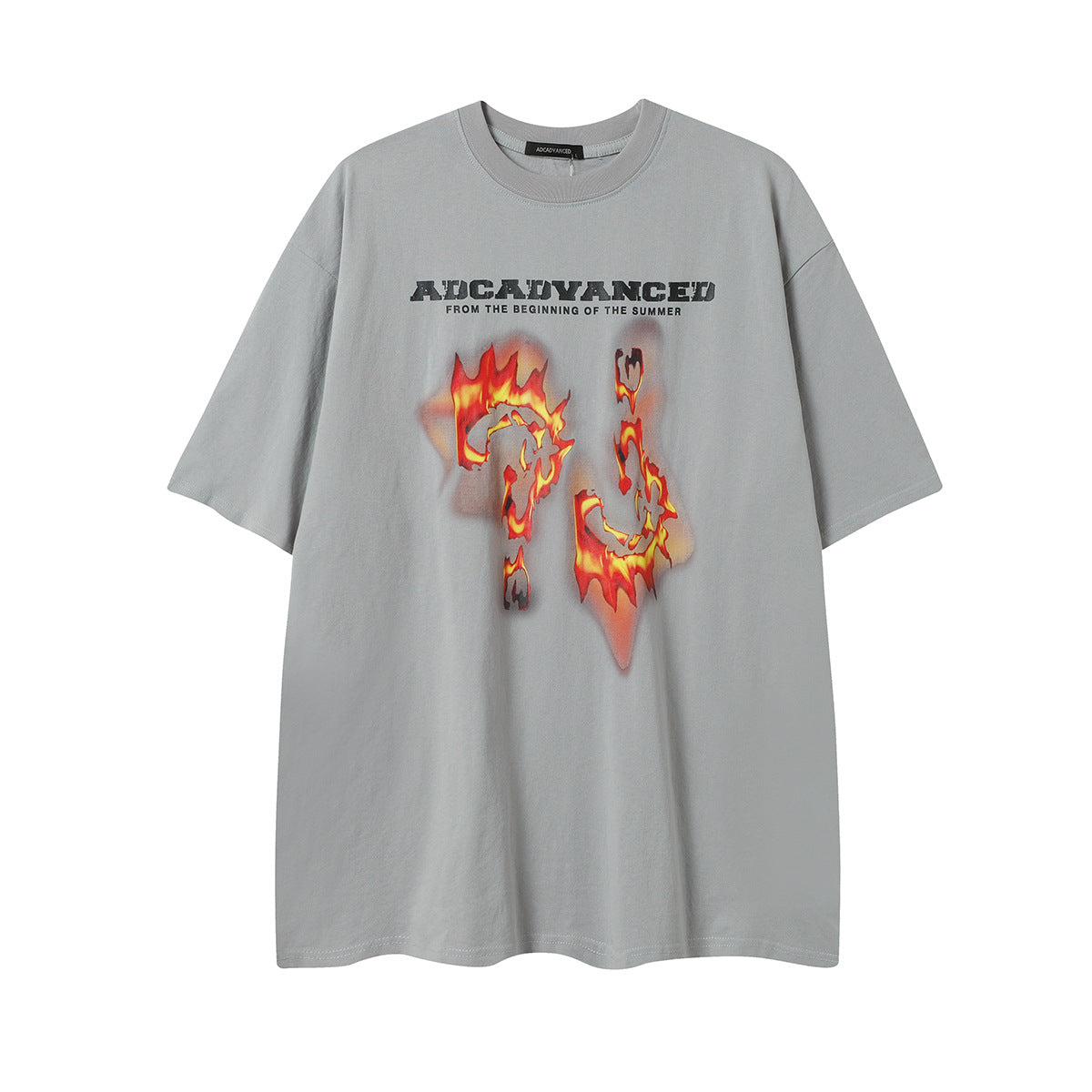 Ye T Shirt Summer Hip Hop Washed tee Flame Printed Short Sleeve T-Shirt