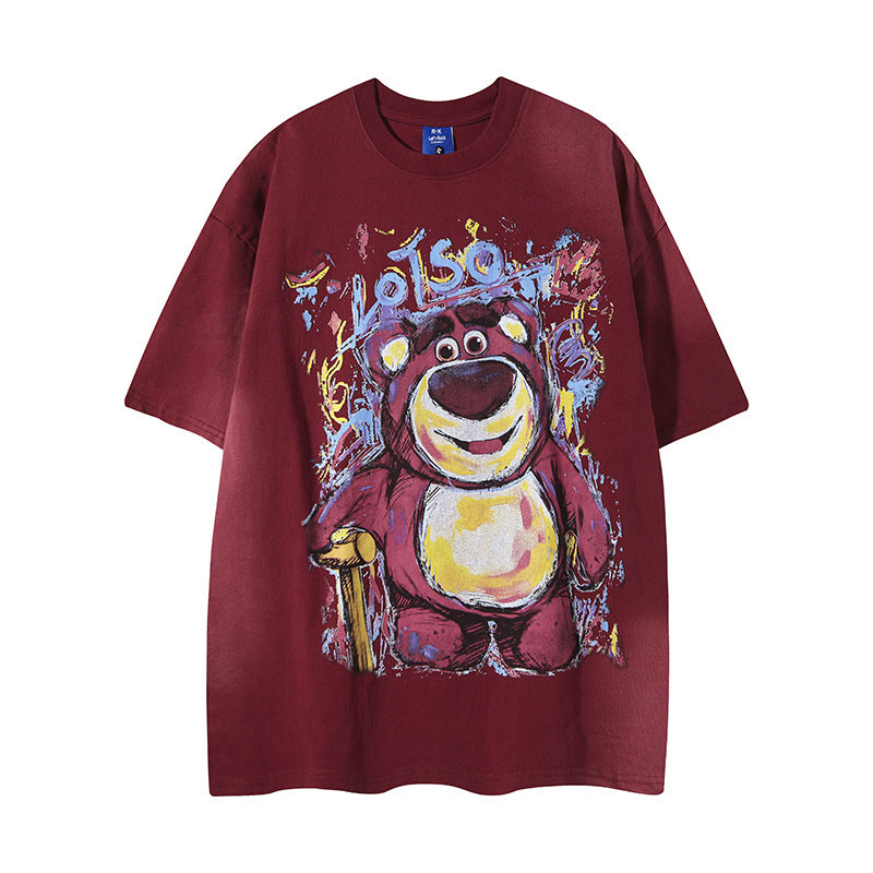Nyc T Shirt Strawberry Bear Short Sleeve T-Shirt Summer Loose Casual Top