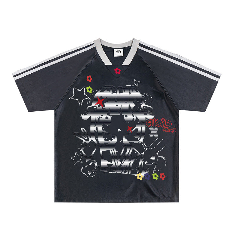 Casual Street Wear Vintage Cartoon Jersey Short Sleeve T-Shirt