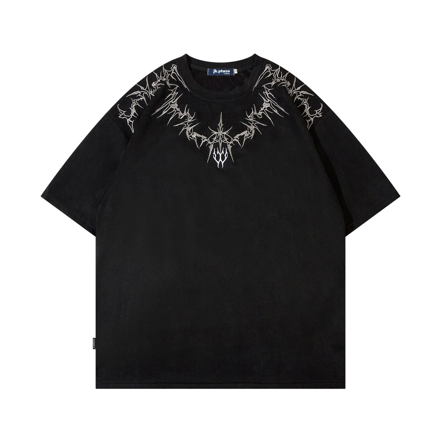 Hustle vintage t-shirt summer embroidery short sleeve t