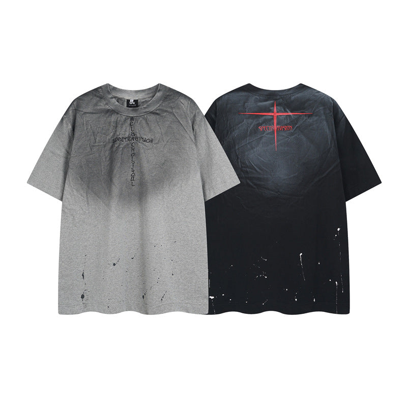 Y2K mens shirt old loose vintage washed short sleeve T-shirt