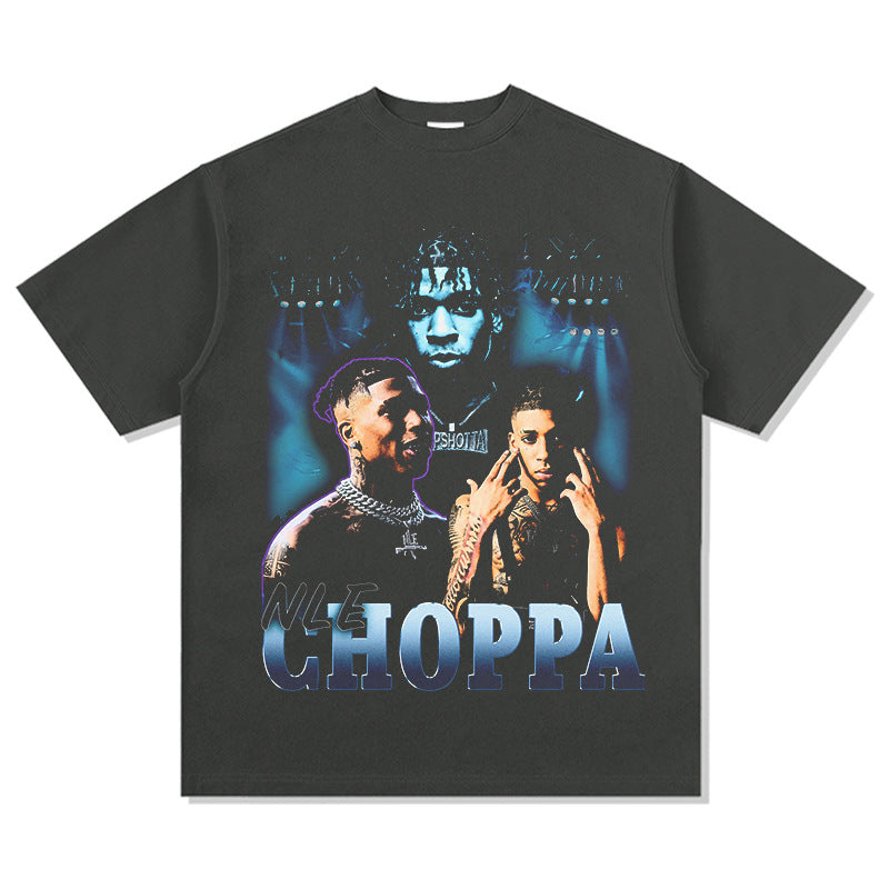 Marcas streetwear usa vintage hip hop NLECHOPPA print short sleeve t-shirt