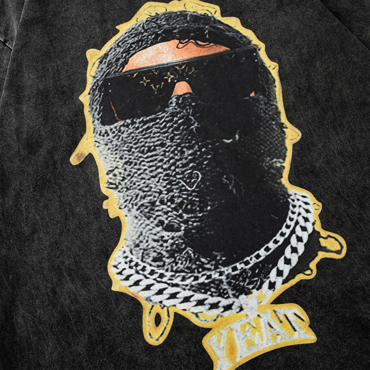60s Style T Shirts Summer Washed T-Shirt Short Sleeve Hip Hop Character Avatar Printing
