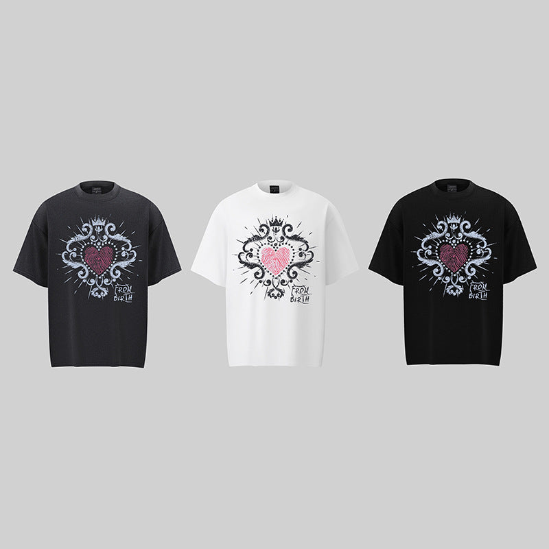 Camisas Retros Love Around Printed Short Sleeve T-Shirt