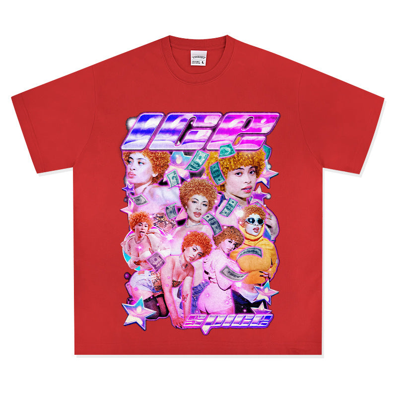 Cool t rapper vintage hip hop Ice Spice Ice Spice Print Short Sleeve T-Shirt
