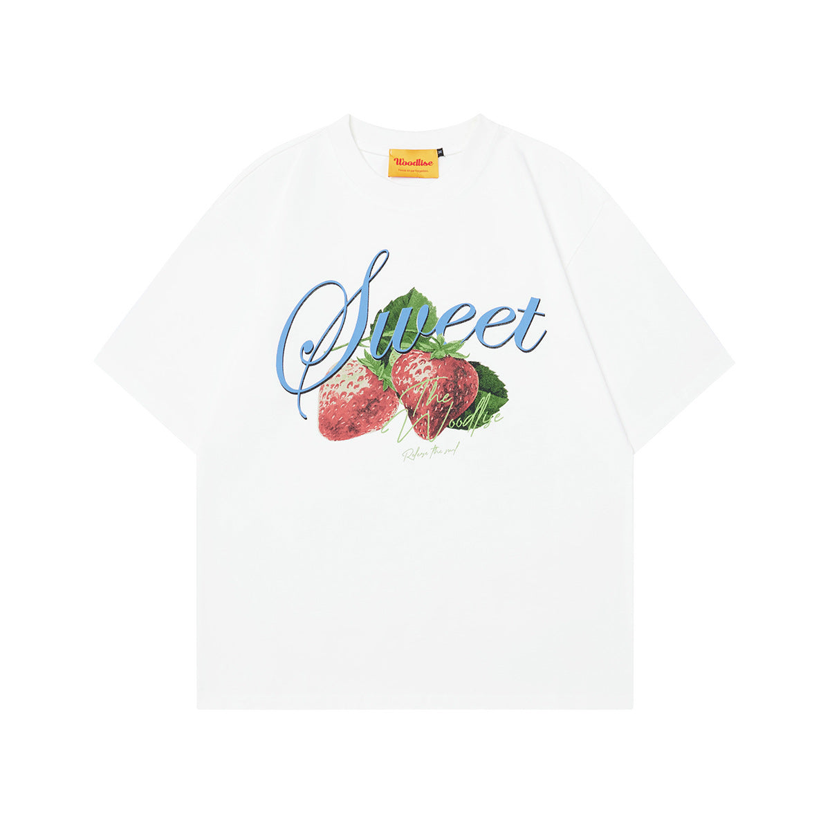 90s West Coast Hip Hop Fashion T-Shirts Strawberry Print Cotton Short Sleeve T-Shirts