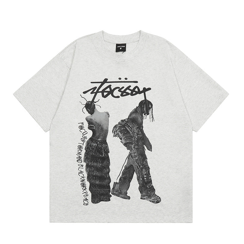 Marcas De Streetwear Summer Vintage Old Figure Print Short Sleeve T-Shirt