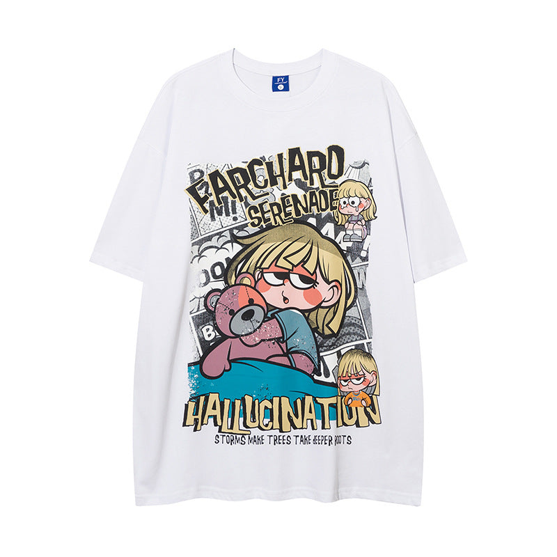 New York Hip Hop Style Butterfly Graffiti Letter Crew Neck Short Sleeve T-Shirt