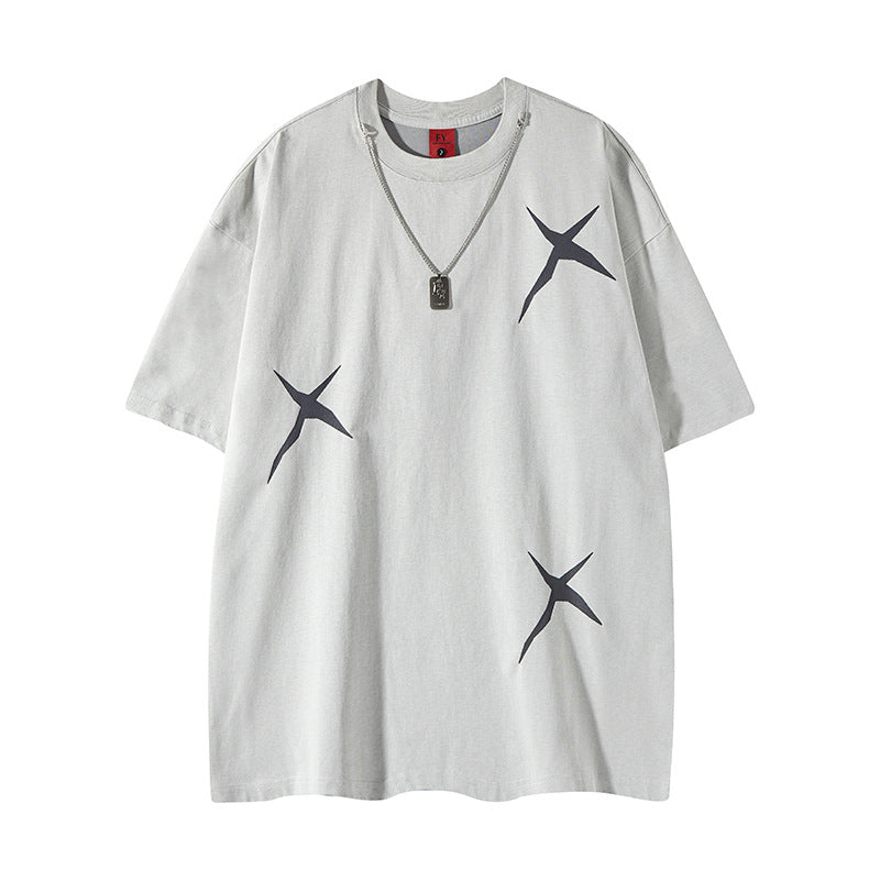 New York Hip Hop Style Short Sleeve T-Shirt Crew Neck Top
