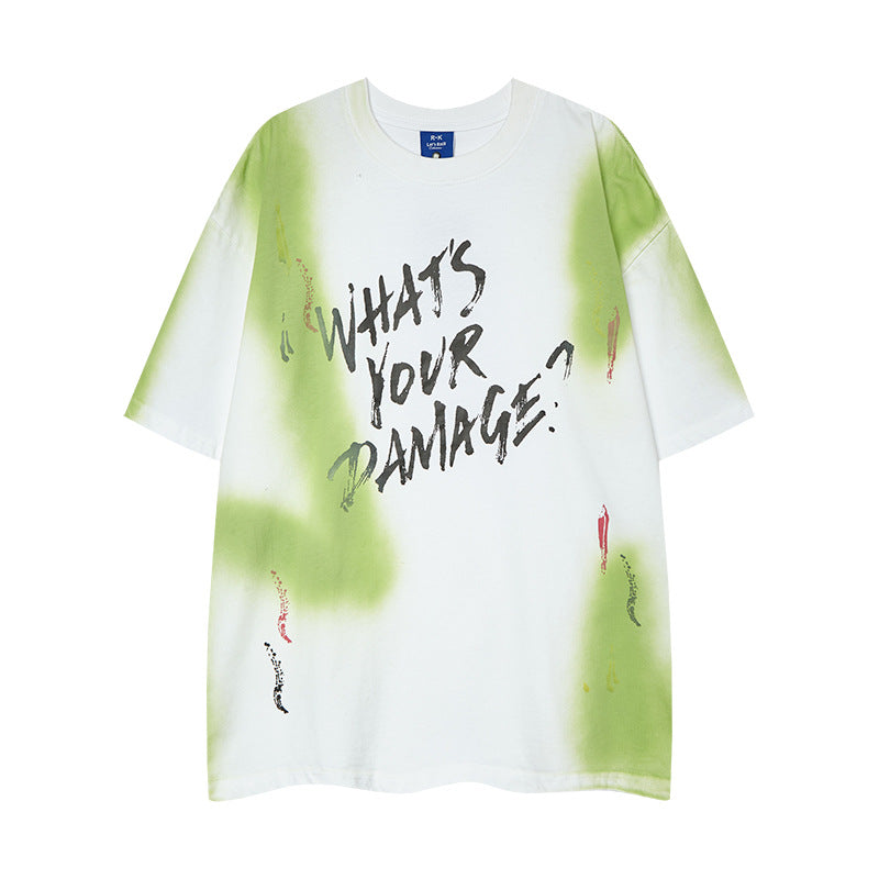 Nyc 1990 Shirt Vintage Tie-Dye Alphabet Graffiti Short Sleeve T-Shirt Summer Oversize