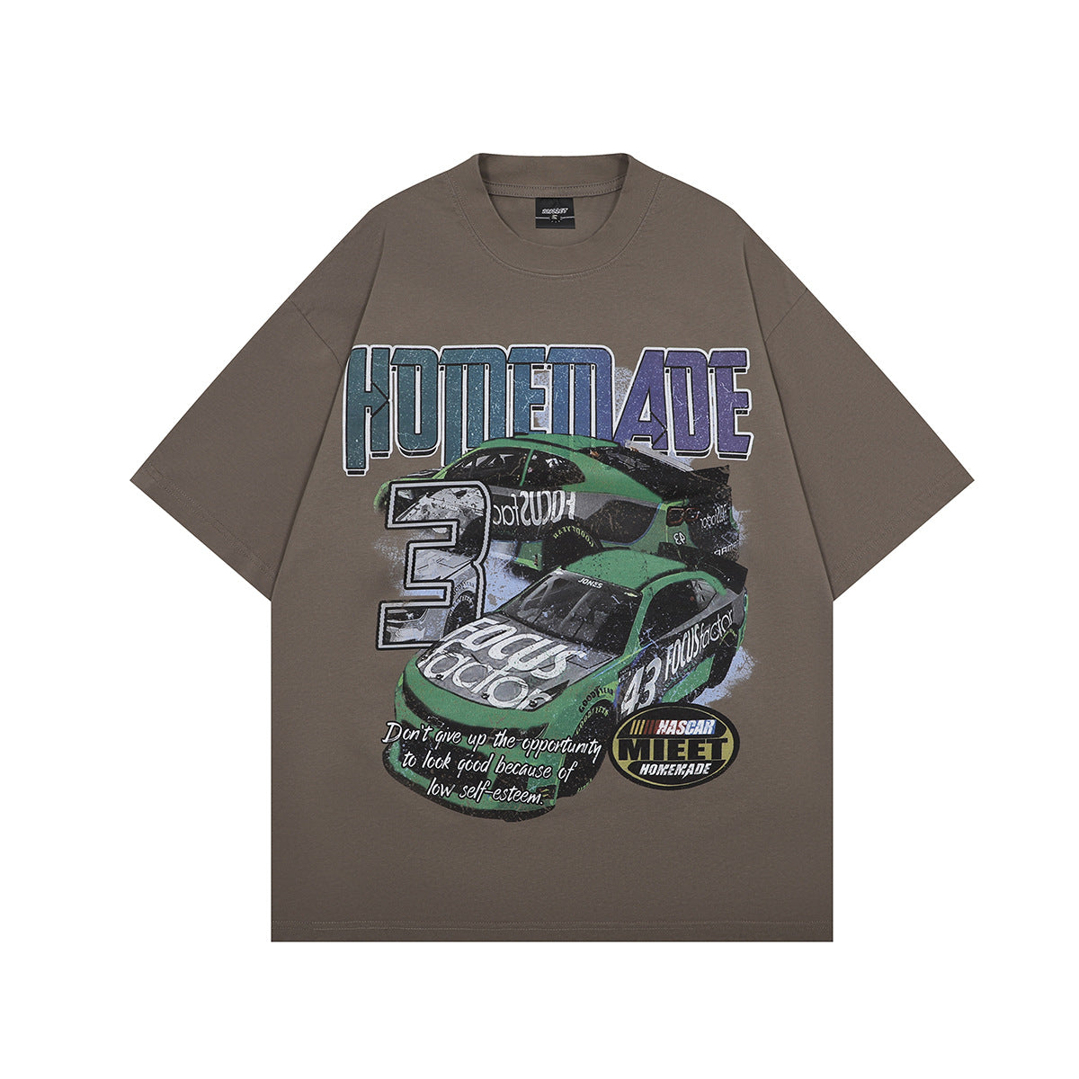 1990 Fashion T-Shirt Summer Locomotive Printing Washing Water Old Short Sleeve T-Shirt