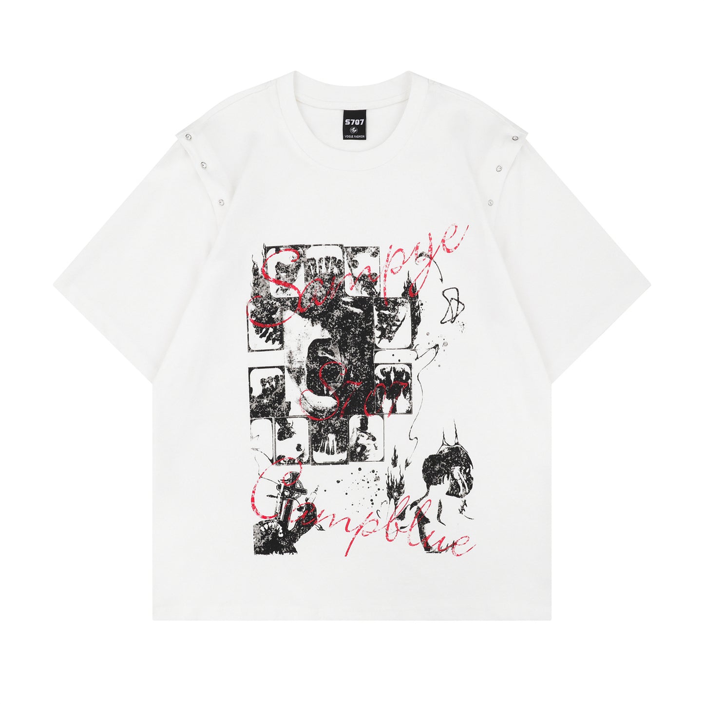 Distorted vintage short-sleeved t-shirt summer loose casual top