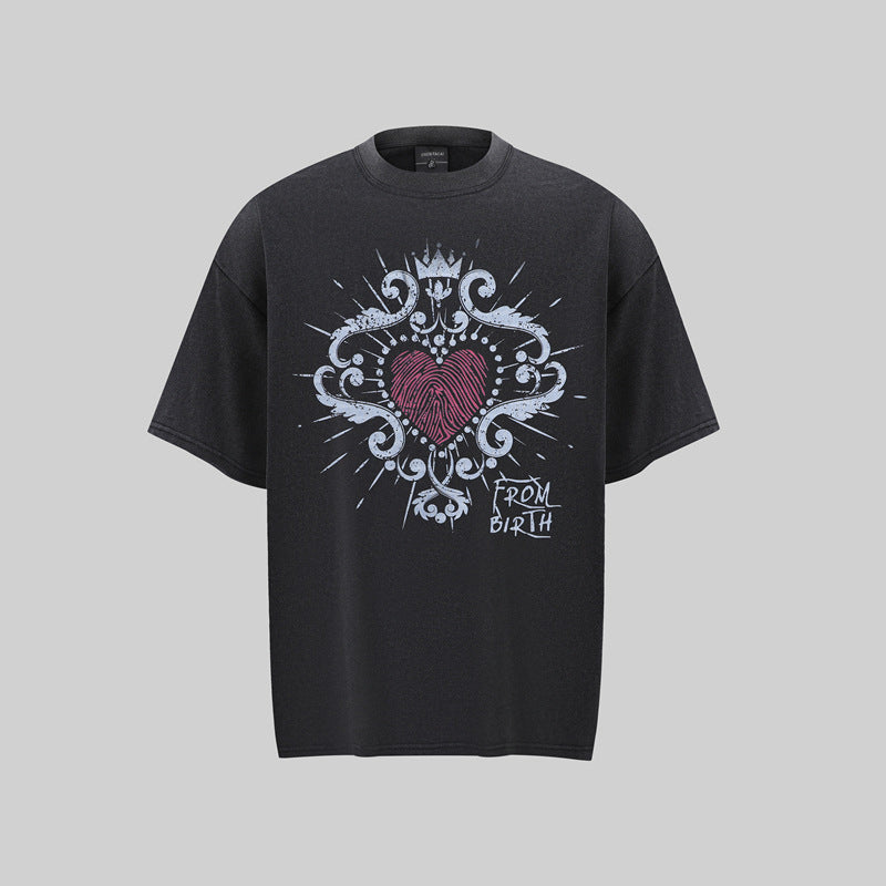 Camisas Retros Love Around Printed Short Sleeve T-Shirt