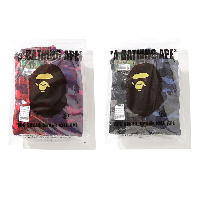 Ape Hoodie Color Matching Zip Full Open Camo Shark Hooded Sweater Jacket