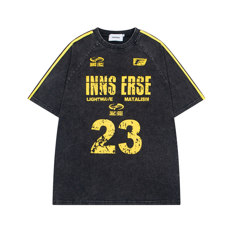 Y2K mens shirt vintage loose short sleeve t-shirt street