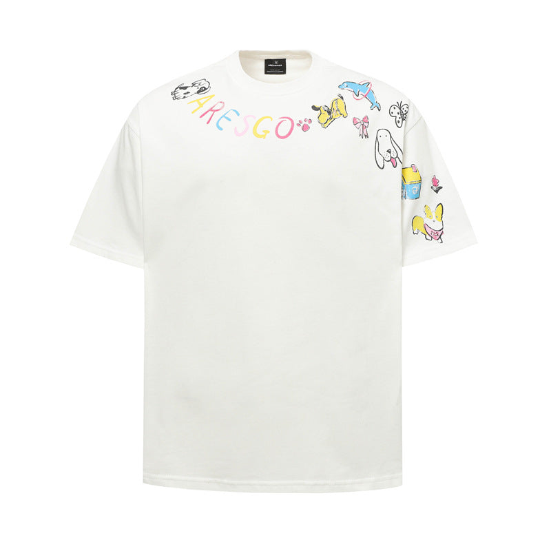 Hip Hop Shirts For Boys Vintage Letter Necklace 3D Printed Short Sleeve T-Shirt Oversize Loose Top