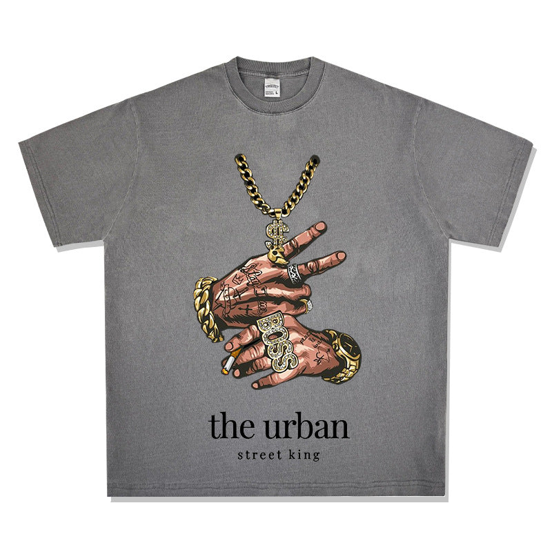 Streetwear masculino summer vintage short sleeve hip hop print t-shirt