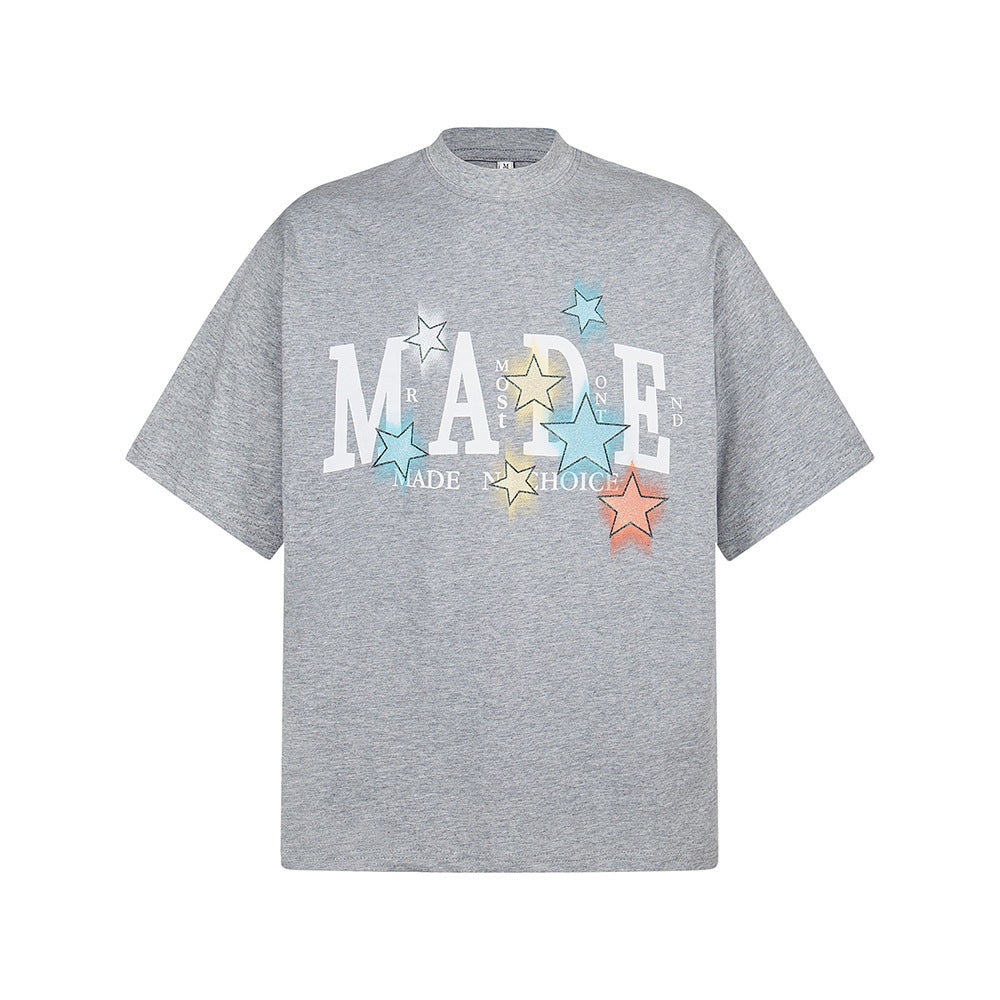 T shirt vintage usa retro crew neck loose top short sleeve t-shirt