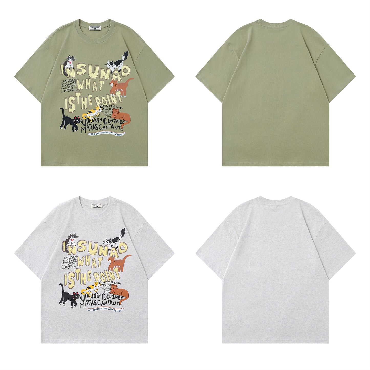 Vintage tarz t shirt cat print short sleeve t-shirt summer loose casual top