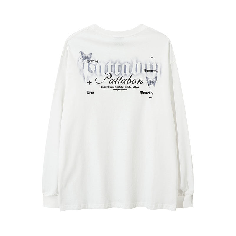 Marcas De Streetwear Butterfly Print Long Sleeve T-Shirt oversize