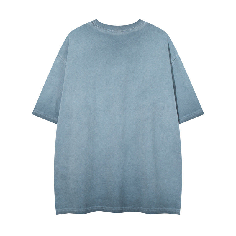Y2K mens shirt washed network offset cloth embroidery T-shirt