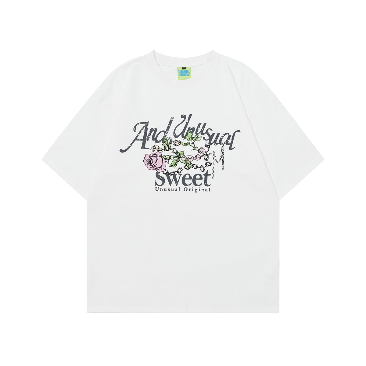 Unisex T-shirts Summer Vintage Rose Letter Men's Loose Short Sleeve T-Shirt