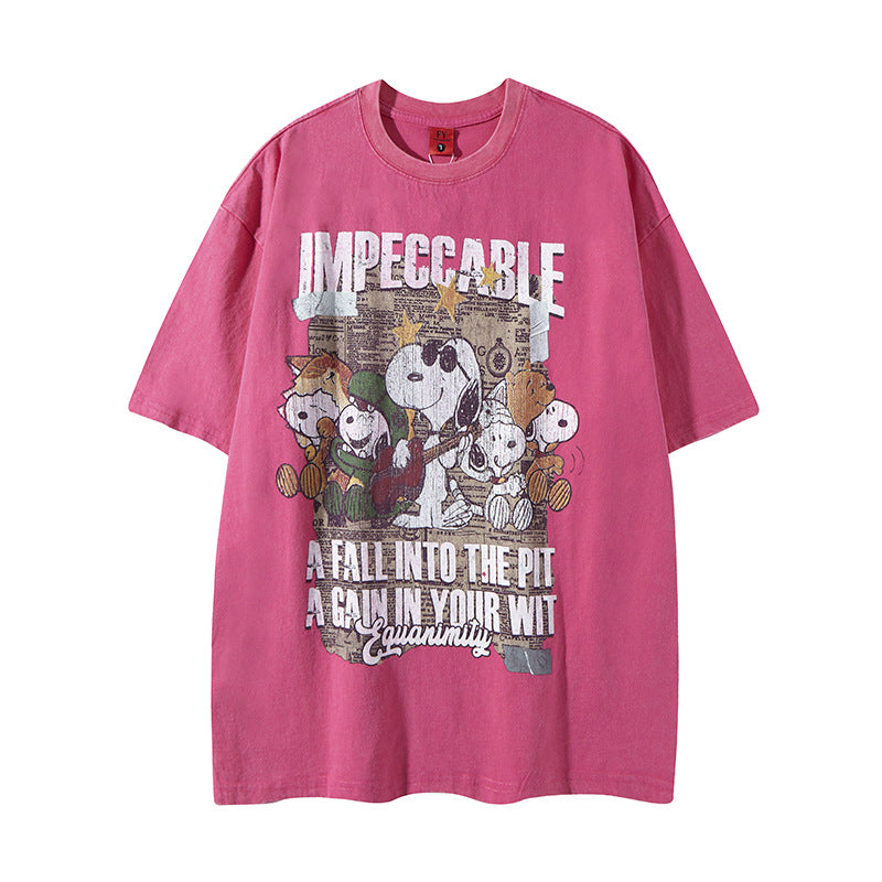 New York Hip Hop Style Summer Old Figure Print Short Sleeve T-Shirt